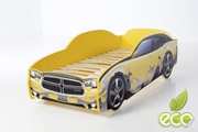 Детская кровать-машина Додж-М желтый (LIGHT)