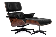 Кресло Eames Style Lounge Chair &amp; Ottoman черная кожа/палисандр