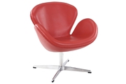 Кресло Arne Jacobsen Style Swan Chair красная/черная кожа