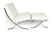 Кресло Barcelona Style Chair &amp; Ottoman белое
