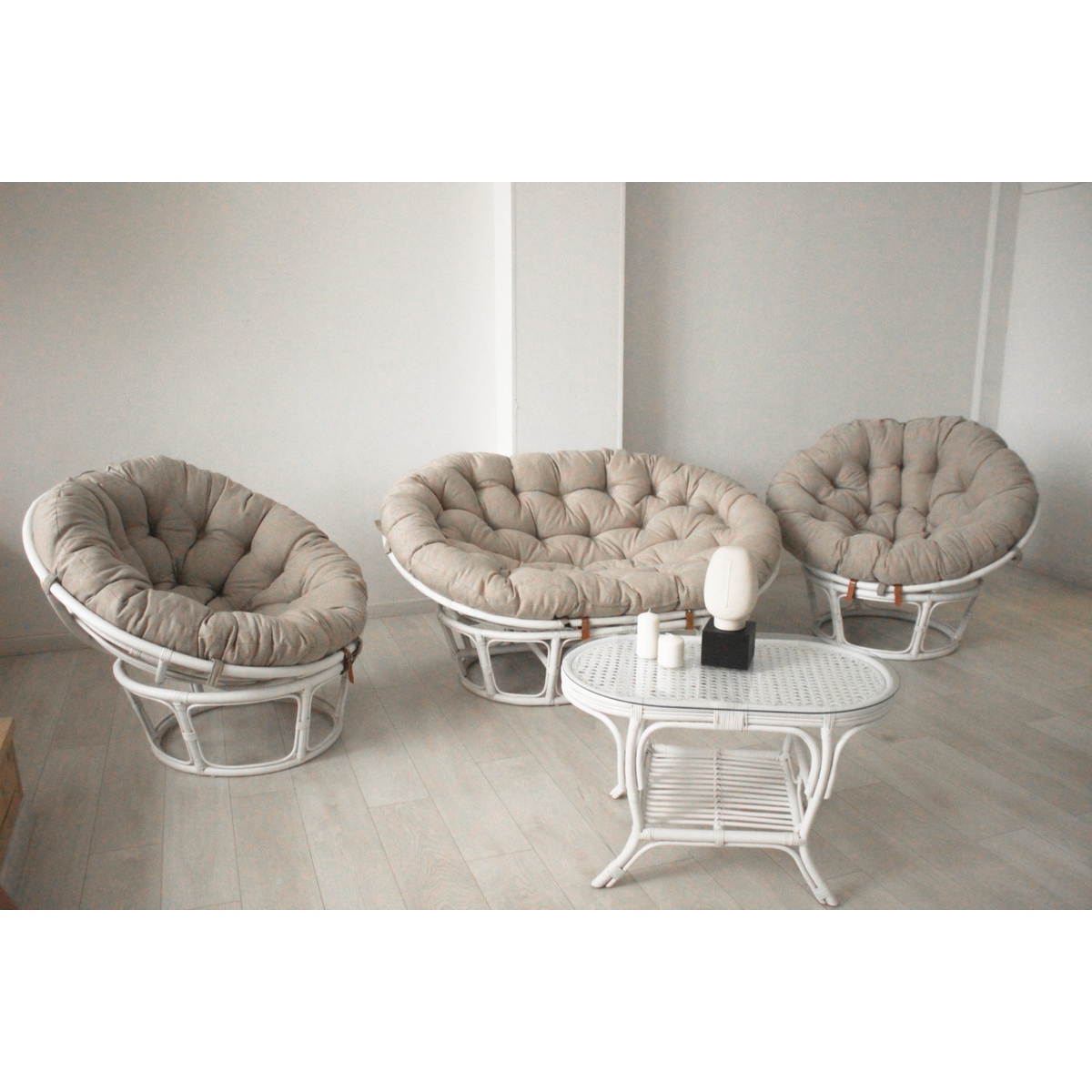 Papasan chair and 2024 ottoman set